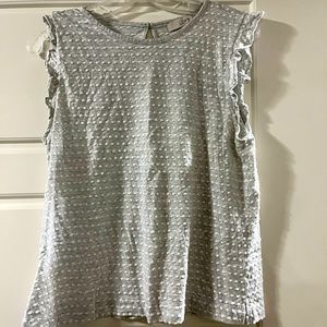LOFT gray and white blouse